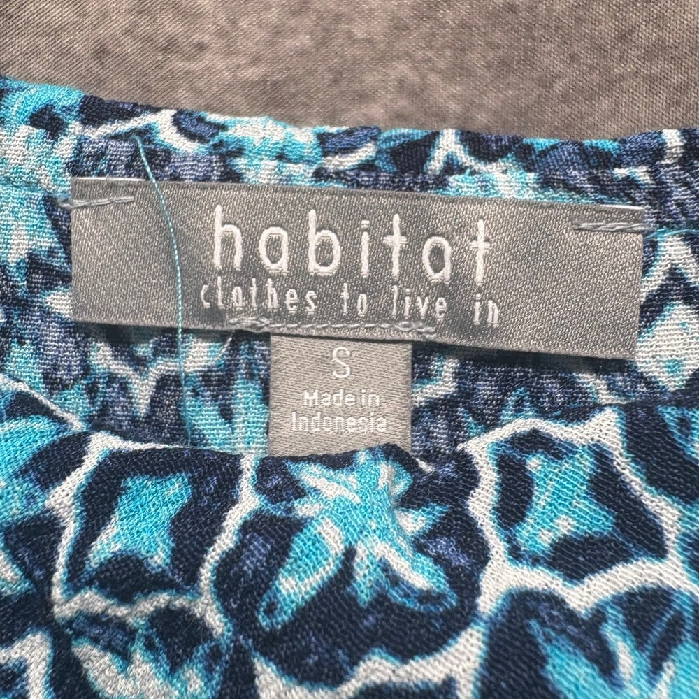 Habitat Blue Floral Geometric Cowl Neck Sleeveless Tunic Top Size S Boho Artsy - Picture 5 of 11
